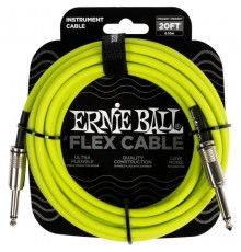 Ernie Ball 6419 кабель инструментальный Flex, прямой - прямой джеки, 6 метров, зеленый