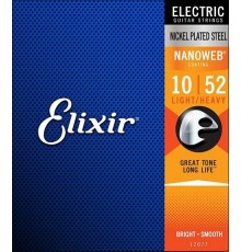 Elixir 12077 NANOWEB Комплект струн для электрогитары, Light, 10-52