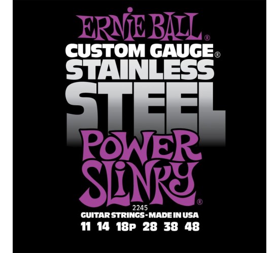 Ernie Ball 2245 струны для эл.гитары Stainless Steel Power Slinky (11-14-18p-28-38-48)