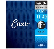 Elixir 12100 POLYWEB Комплект струн для электрогитары, никелированная сталь, Medium 11-49