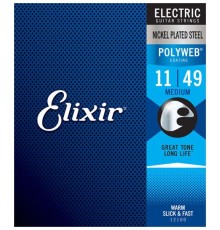 Elixir 12100 POLYWEB Комплект струн для электрогитары, никелированная сталь, Medium 11-49