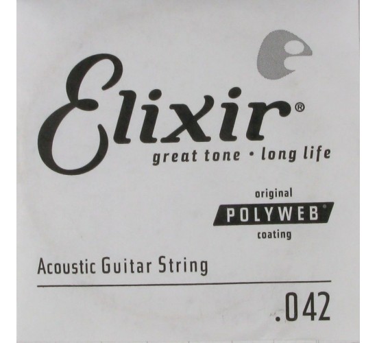 Elixir 13142 POLYWEB Отдельная струна для акустической гитары, бронза 80/20, .042
