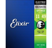 Elixir 19102 Optiweb Комплект струн для электрогитары, никелированная сталь, Medium 11-49