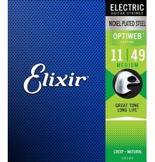 Elixir 19102 Optiweb Комплект струн для электрогитары, никелированная сталь, Medium 11-49