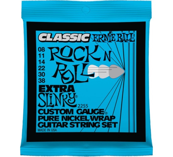 Ernie Ball 2255 струны для эл.гитары Classic Pure Nickel Extra Slinky (8-11-14-22w-30-38)