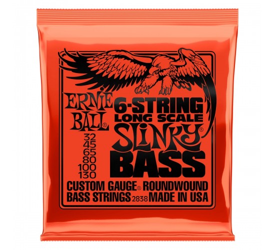 Ernie Ball 2838 струны для 6-струнной бас-гитары Nickel Wound Bass Long Scale Slinky 6 (37 1/4") (32-45-65-80-100-130)