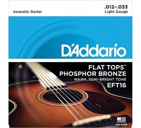 D'Addario EFT16 FLAT TOPS Струны для акустической гитары фосфорная бронза, 12-53