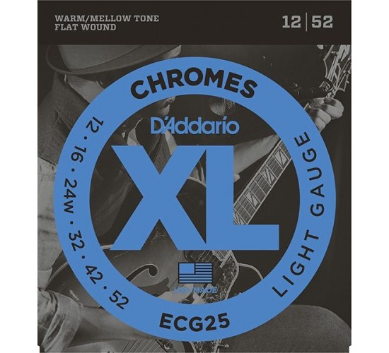 D'Addario ECG25 Chromes Flat Wound Комплект струн для электрогитары, Light, 12-52.