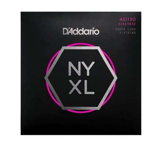 D'Addario NYXL45130SL Комплект струн для 5-струнной бас-гитары, Super Long Scale, Regular Light, 45-130