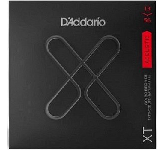 D'Addario XTABR1356 XT Комплект струн для акустической гитары, бронза 80/20, 13-56, с покрытием