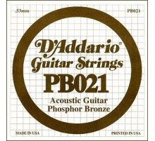 D'Addario PB021 Phosphor Bronze Отдельная струна для акустической гитары, фосфорная бронза, .021