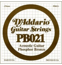 D'Addario PB021 Phosphor Bronze Отдельная струна для акустической гитары, фосфорная бронза, .021