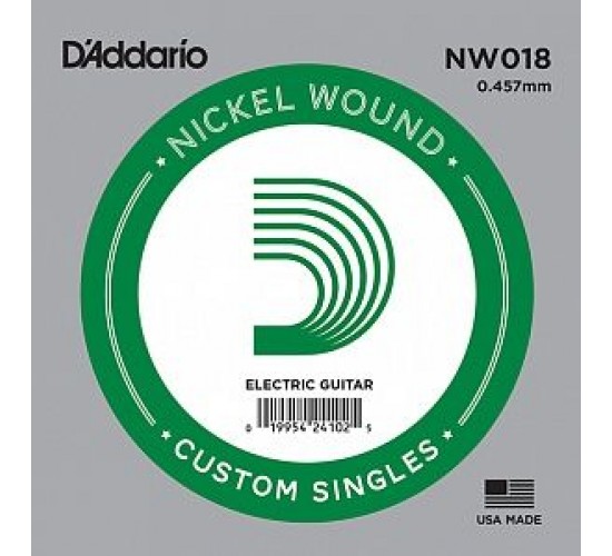 D'Addario NW018 Nickel Wound Отдельная струна для электрогитары, .018