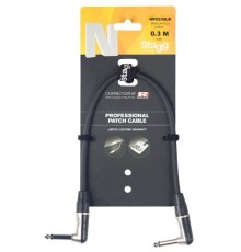 Stagg NPC030LR гитарный патч шнур, jack-jack, угловой, длина 30см.