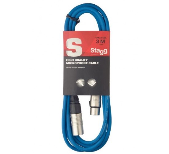 Stagg SMC3 CBL микрофонный шнур, xlr-xlr, длина 3 метра, цвет синий