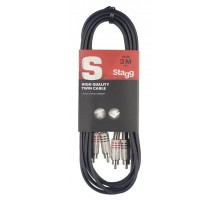 Stagg STC3C сдвоенный аудио шнур. Длина: 3 м. Соединители: m. RCA/m. RCA х 2.Цвет: черный.