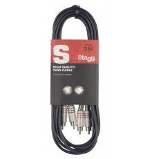 Stagg STC3C сдвоенный аудио шнур. Длина: 3 м. Соединители: m. RCA/m. RCA х 2.Цвет: черный.