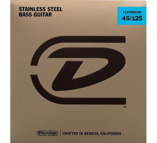 Dunlop DBFS45125M Flatwound Medium Scale Комплект струн для 5-струной бас-гитары, сталь, 45-125