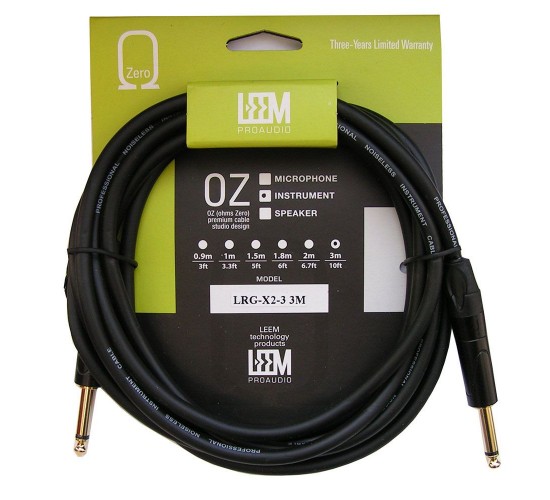 Leem LRG-X2-3 Кабель инструментальный, разъемы 1/4”(6,35мм), 3м, бесшумный