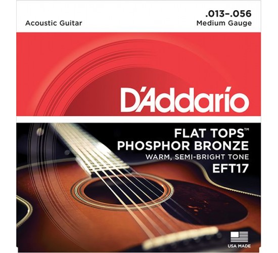 D'Addario EFT17 FLAT TOPS Струны для акустической гитары фосфорная бронза 13-56