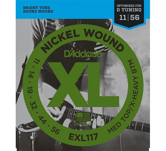 D'Addario EXL117 XL NICKEL WOUND Струны для электрогитары Meduim Top/Extra Heavy Bottom 11-56