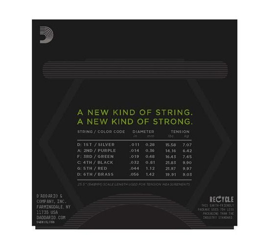 D'Addario NYXL1156 Комплект струн для электрогитары, никелированные, MTop/ E-H Bottom, 11-56