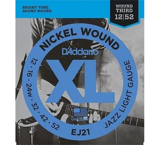 D'Addario EJ21 XL NICKEL WOUND Струны для электрогитары Jazz Light 12-52