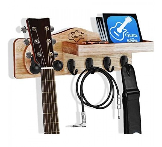 Guitto GGS-09 Настенный держатель для гитары (крюк), с крючками и полкой