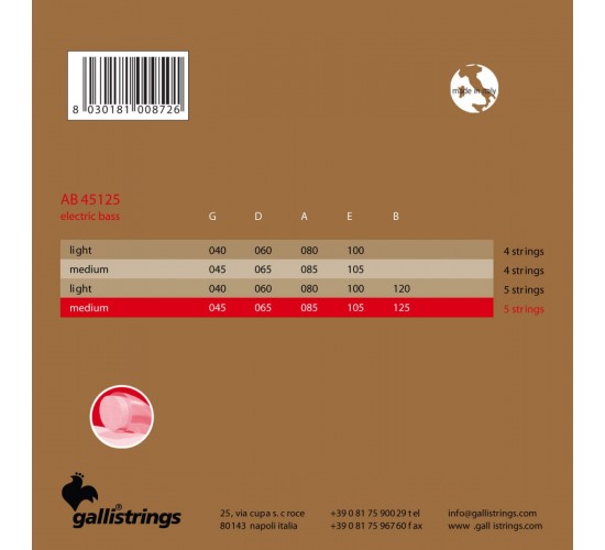 Galli AB45125 Комплект струн для акустического баса