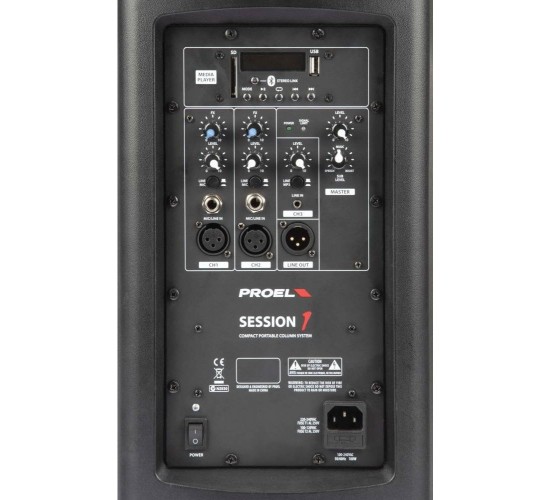 Proel SESSION1 Портативная акустическая система с сабвуфером, встроенным MP3-плеером и Bluetooth