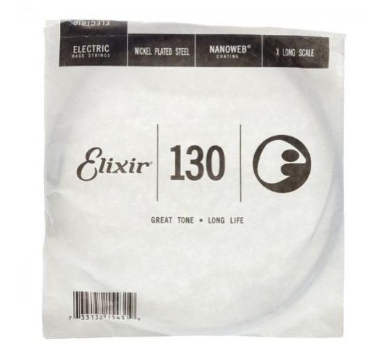 Elixir 13431 NANOWEB Отдельная 5-ая струна для бас-гитары,  X Long Scale, .130, никелированная