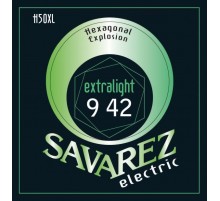 Savarez H50XL Hexagonal Explosion Комплект струн для электрогитары, никелированные, 9-42