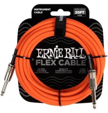 Ernie Ball 6421 кабель инструментальный Flex, прямой - прямой джеки, 6 метров, оранжевый