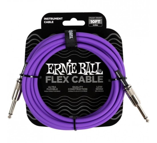 Ernie Ball 6415 кабель инструментальный Flex, прямой - прямой джеки, 3 метра, фиолетовый