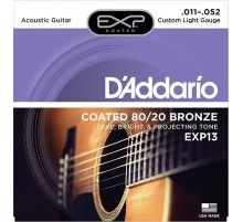 D'Addario EXP13 COATED 80/20 Струны для акустической гитары Custom Light 11-52