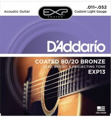 D'Addario EXP13 COATED 80/20 Струны для акустической гитары Custom Light 11-52