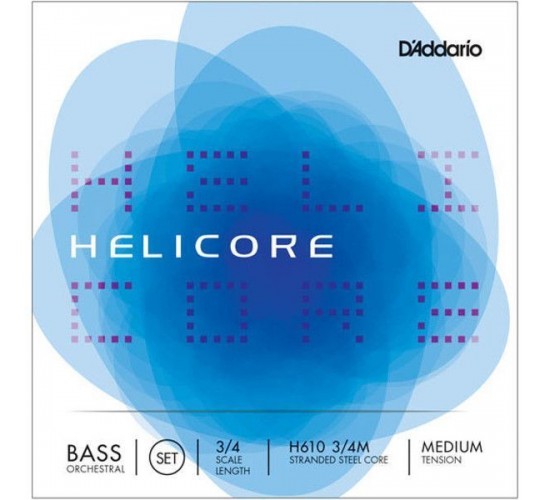D'Addario H610 3/4M Комплект струн для контрабаса 3/4 Helicore Orchestral, Medium Tension