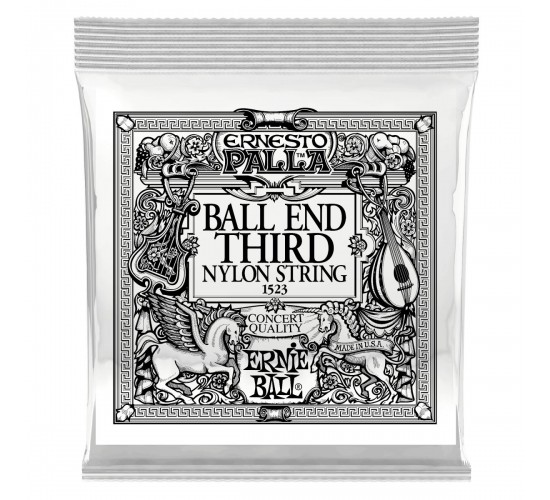 Ernie Ball 1523 3я струна для классической гитары. Черный нейлон, шариковый оконечник, калибр .040