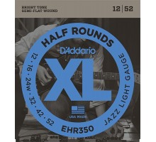 D'Addario EHR350 Half Round Комплект струн для электрогитары, Jazz Light, 12-52