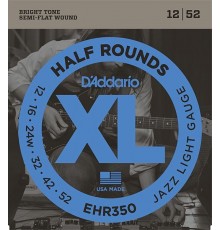 D'Addario EHR350 Half Round Комплект струн для электрогитары, Jazz Light, 12-52