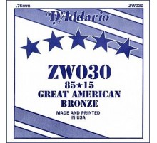 D'Addario ZW030 Отдельная струна для акустической гитары, бронза 85/15, 030