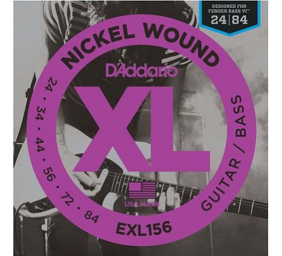 D'Addario EXL156 Nickel Wound Fender Bass VI Комплект струн для эл.гитары/6-стр. бас-гитары, 24-84 EXL156