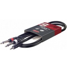 Stagg SYC2/MPS2P E аудио шнур мини стерео Jack 1/8« - 2 x Jack 1/4», длина 2 метра, черного цвета