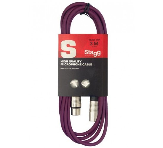 Stagg SMC3 CPP микрофонный шнур, xlr-xlr, длина 3 метра, цвет фиолетовый