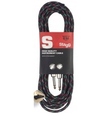 Stagg SGC6VT BK «твидовый» гитарный шнур Jack-Jack, металлические PRO -разъемы, 6 метров, черный