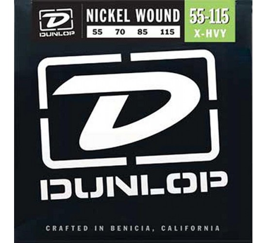 Dunlop DBN55115 Комплект струн для бас-гитары, никелированные, Extra Heavy, 55-115