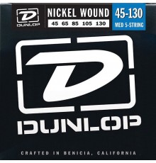 Dunlop DBN45130 Комплект струн для 5-струнной бас-гитары, никелированные, Medium, 45-130
