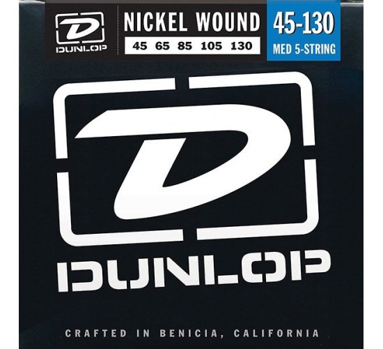 Dunlop DBN45130 Комплект струн для 5-струнной бас-гитары, никелированные, Medium, 45-130