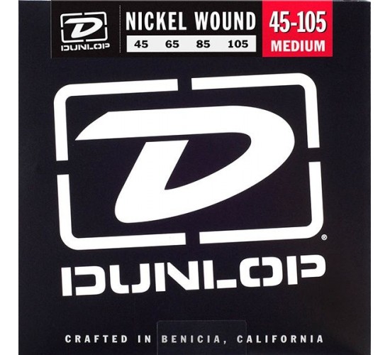 Dunlop DBN45105 Комплект струн для бас-гитары, никелированные, Medium Light, 45-105