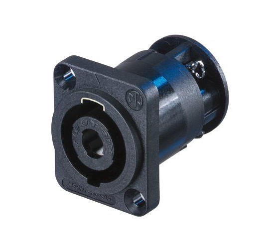 Neutrik NL4MP-ST разъем speakon панельный, 4-х контактный, D-тип, 30A, крепеж.отверстия в потай